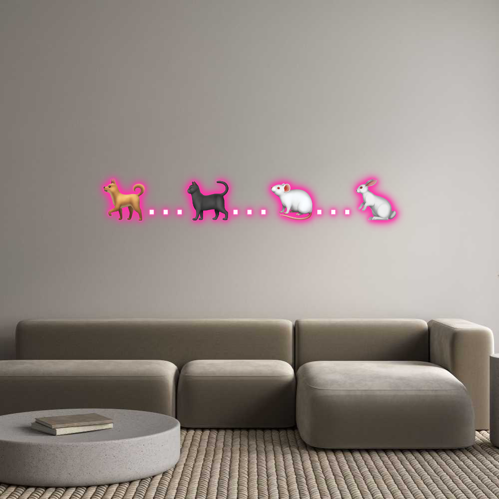 Individuelles Neon: 🐕…🐈⬛…🐁…🐇