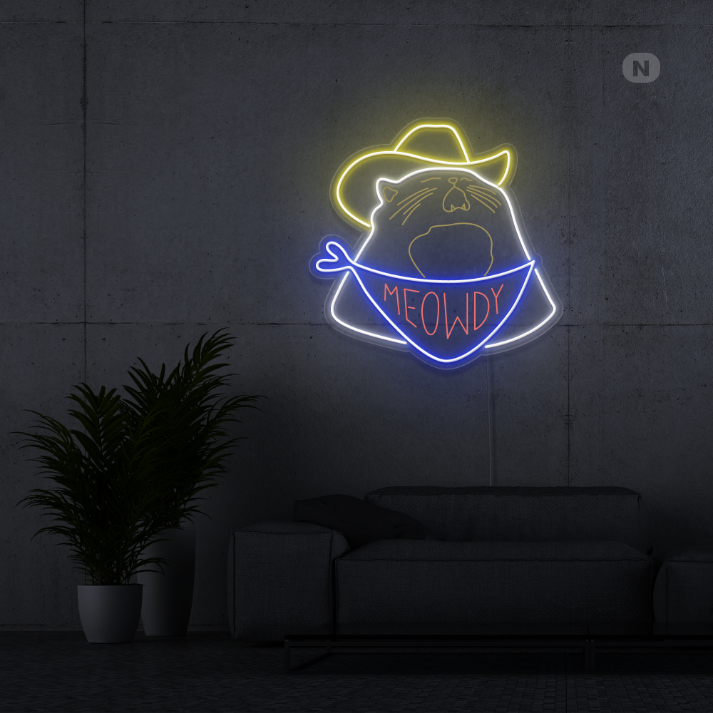 Neon Schild Cowboy-Katze
