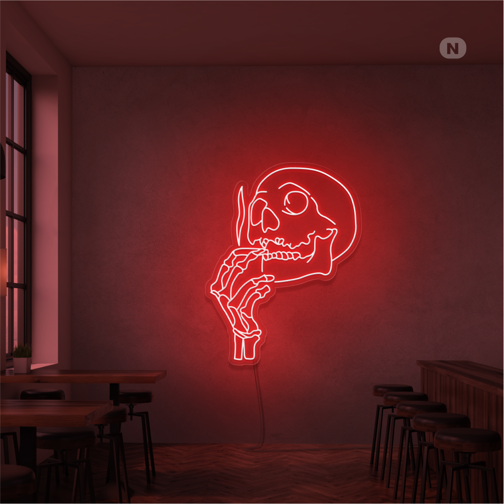 Neon Schild Rauchender Schädelkopf