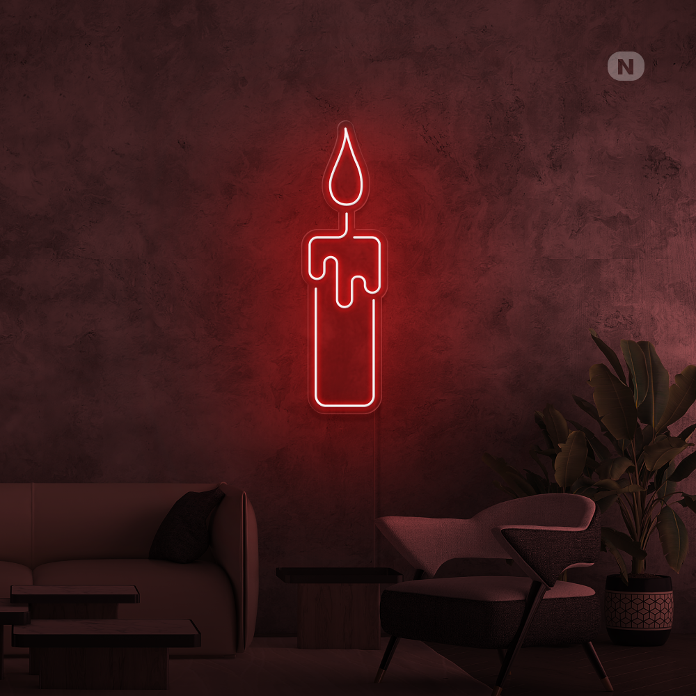 Neon Schild Kerze