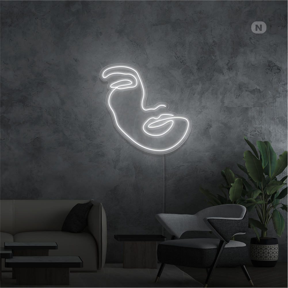 Neon Schild Frau Gesicht