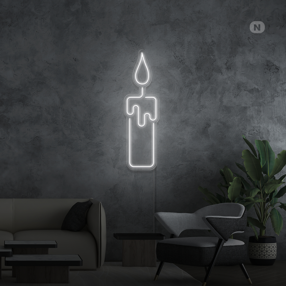 Neon Schild Kerze