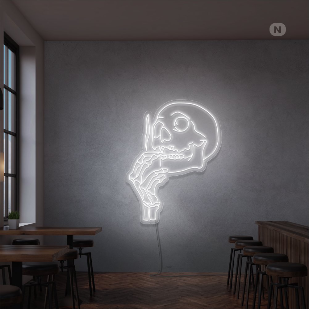 Neon Schild Rauchender Schädelkopf