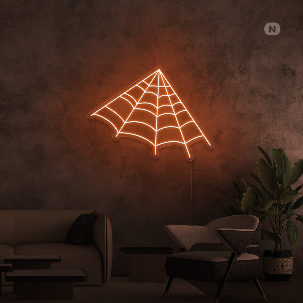 Neon Schild Spinnennetz