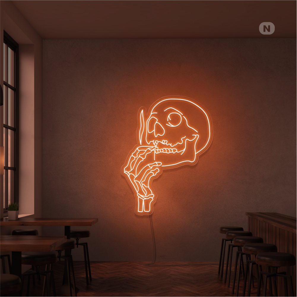 Neon Schild Rauchender Schädelkopf