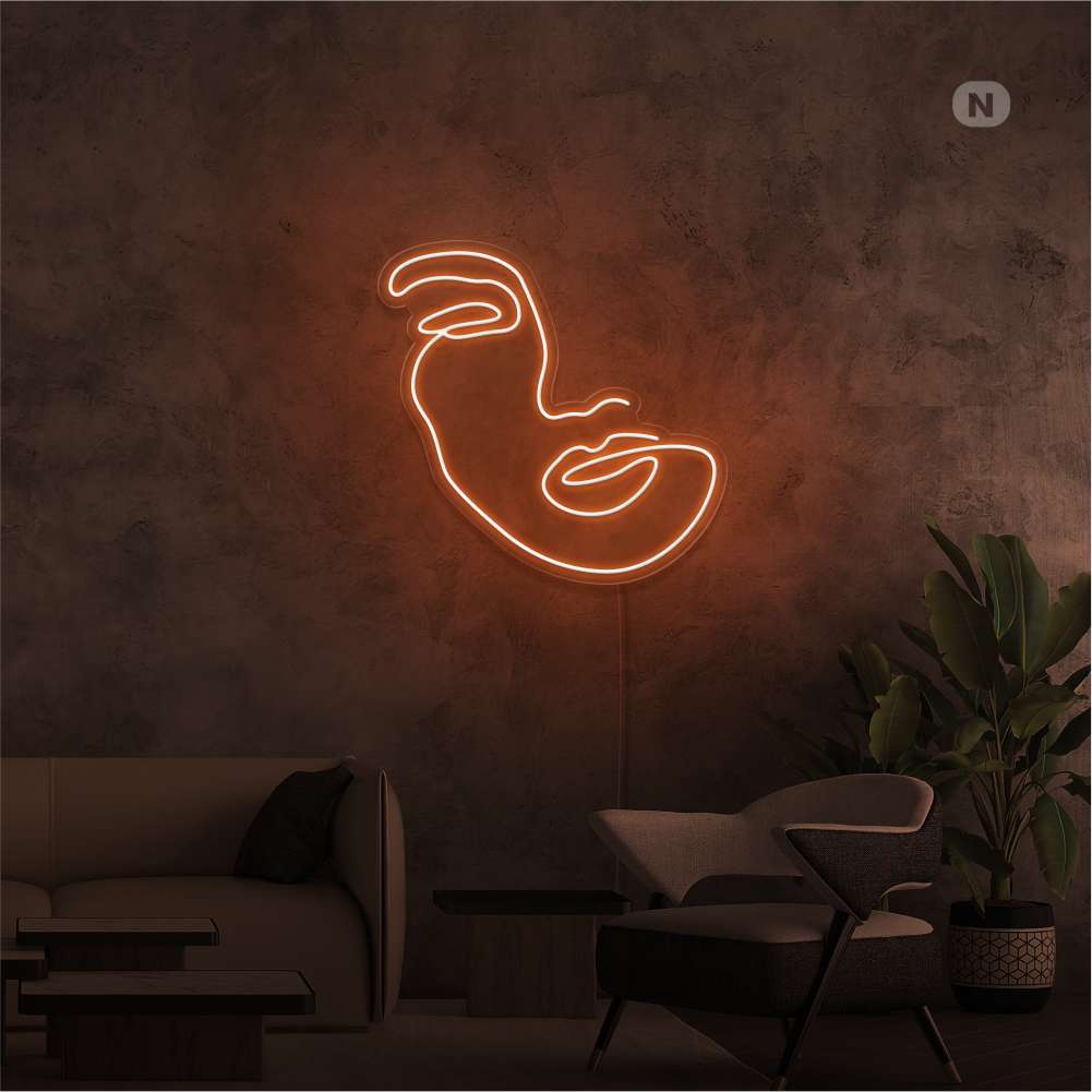 Neon Schild Frau Gesicht