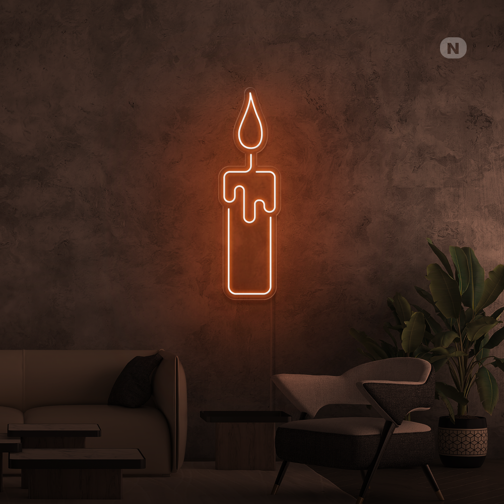 Neon Schild Kerze
