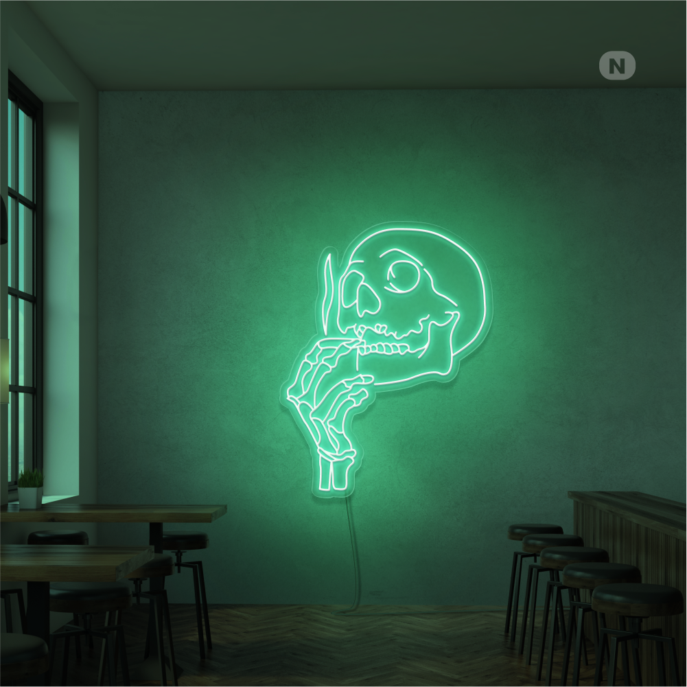 Neon Schild Rauchender Schädelkopf