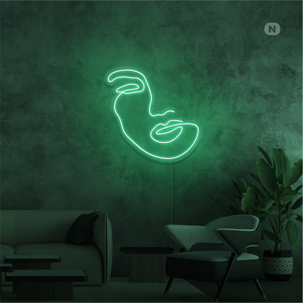 Neon Schild Frau Gesicht