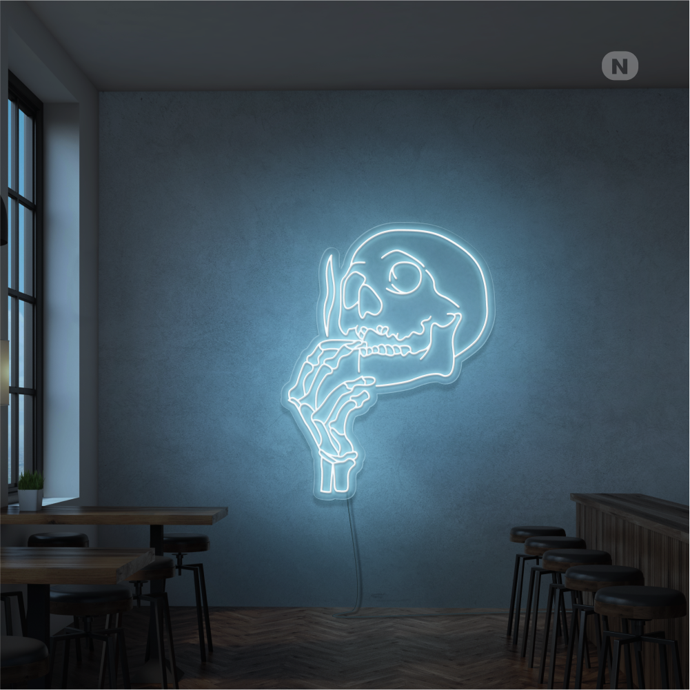 Neon Schild Rauchender Schädelkopf