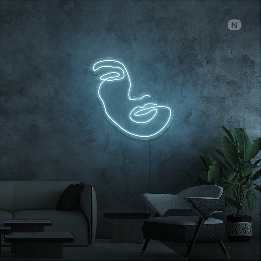 Neon Schild Frau Gesicht