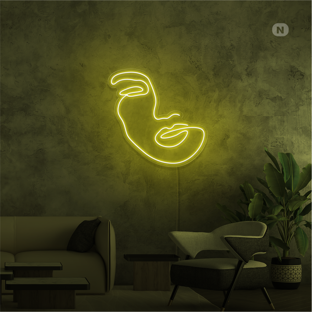 Neon Schild Frau Gesicht