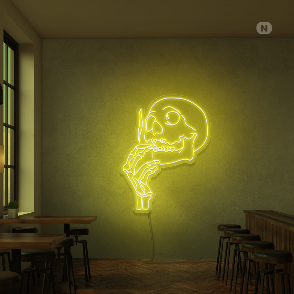 Neon Schild Rauchender Schädelkopf