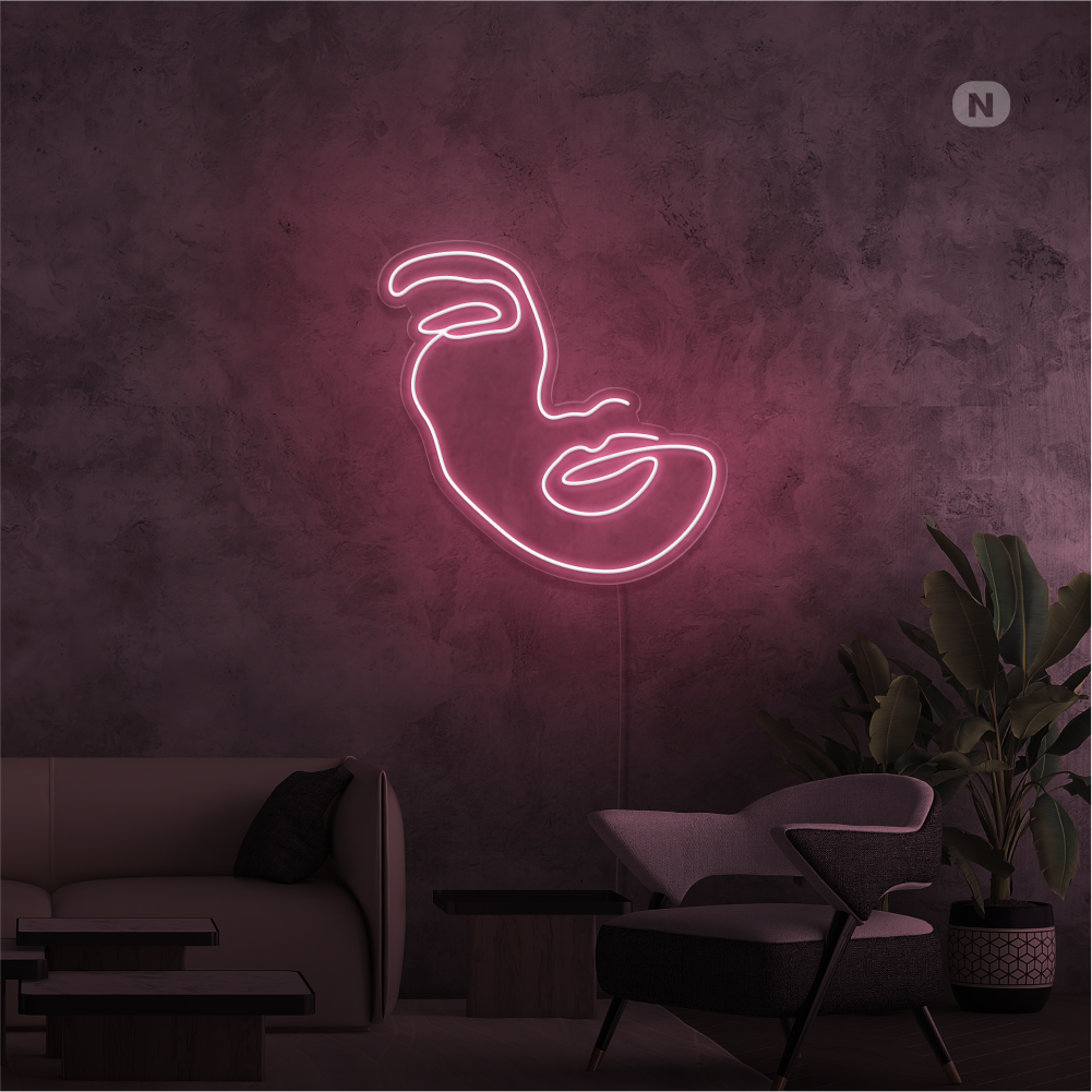 Neon Schild Frau Gesicht