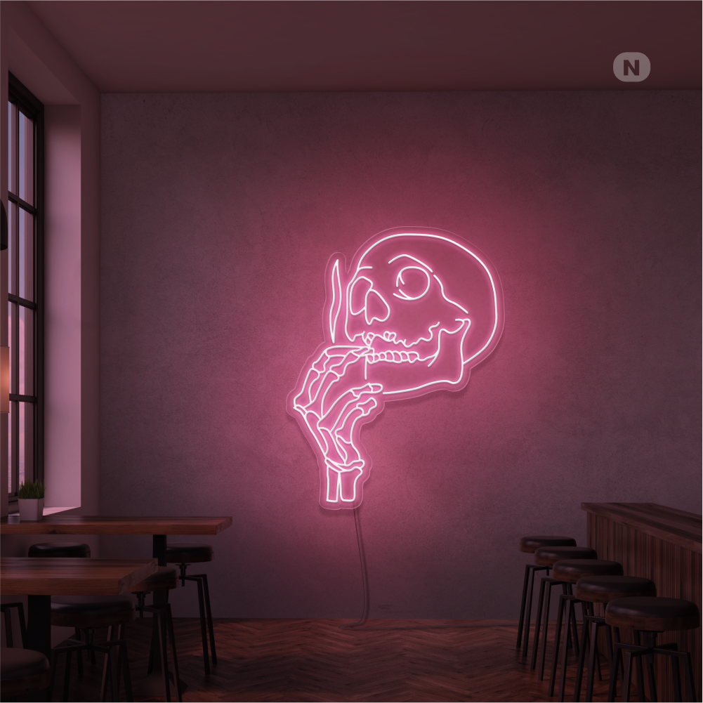 Neon Schild Rauchender Schädelkopf