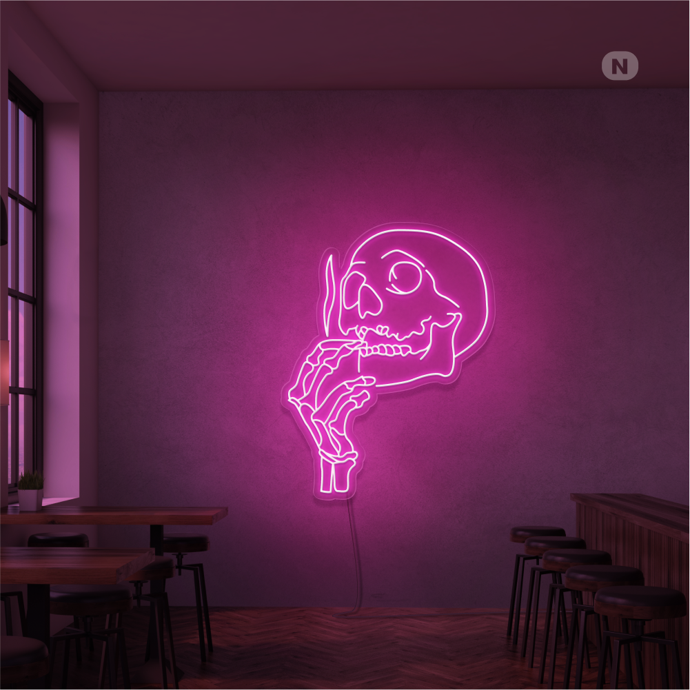 Neon Schild Rauchender Schädelkopf