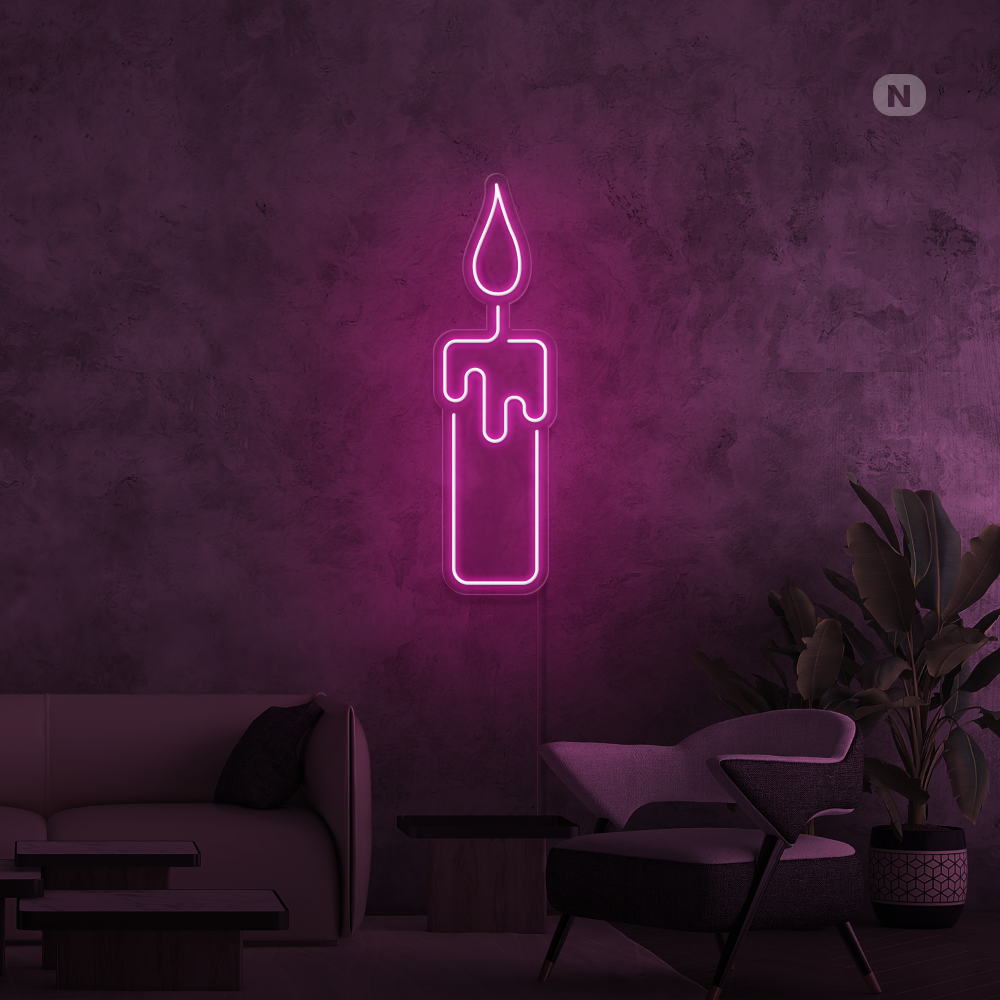 Neon Schild Kerze