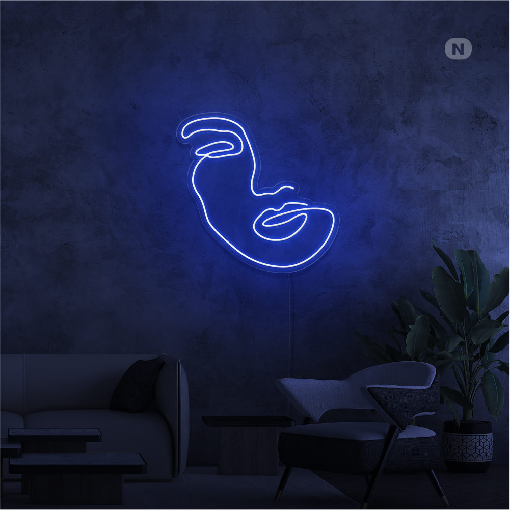 Neon Schild Frau Gesicht