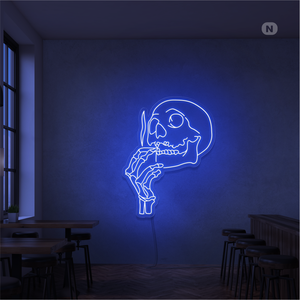 Neon Schild Rauchender Schädelkopf