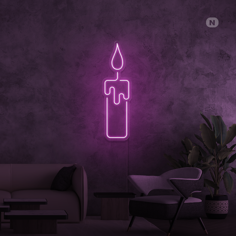 Neon Schild Kerze