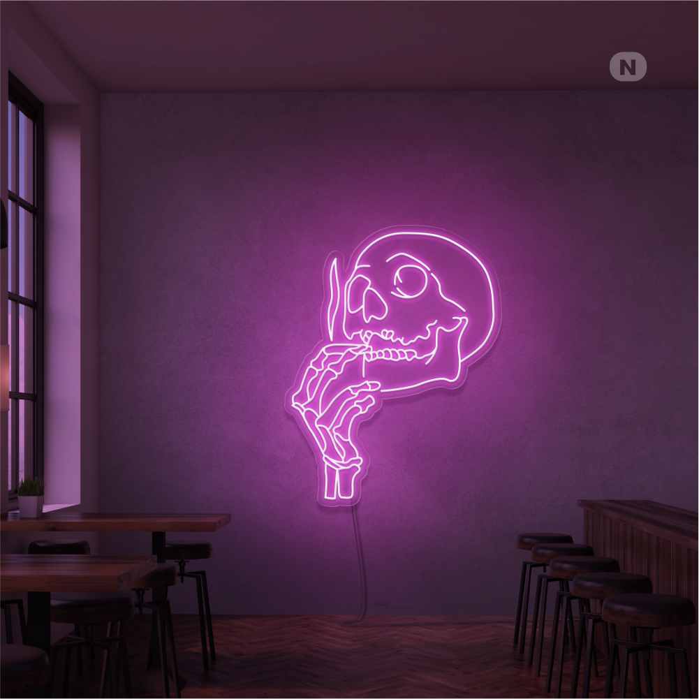 Neon Schild Rauchender Schädelkopf
