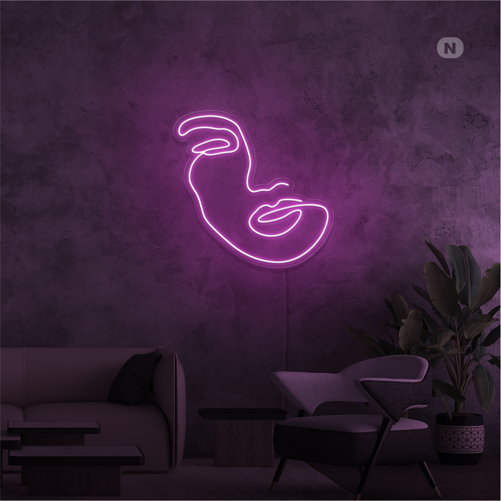 Neon Schild Frau Gesicht