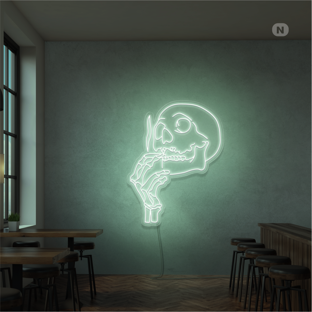 Neon Schild Rauchender Schädelkopf