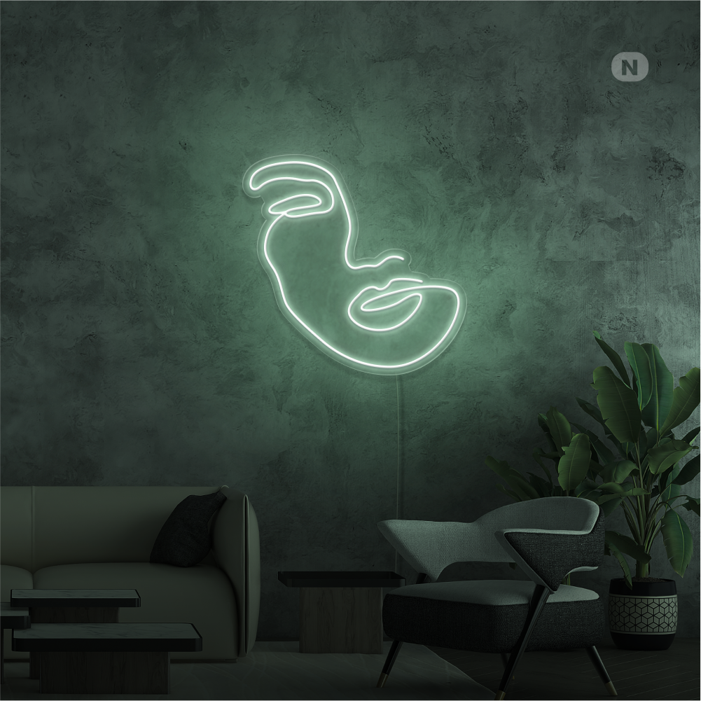 Neon Schild Frau Gesicht