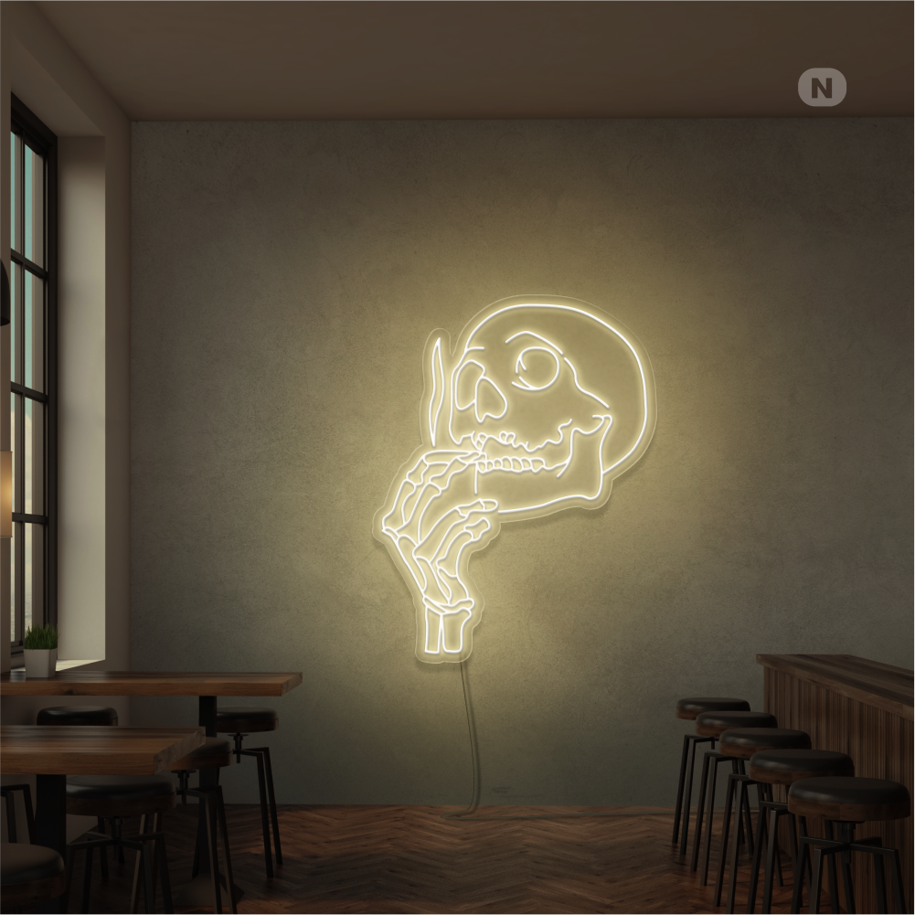 Neon Schild Rauchender Schädelkopf