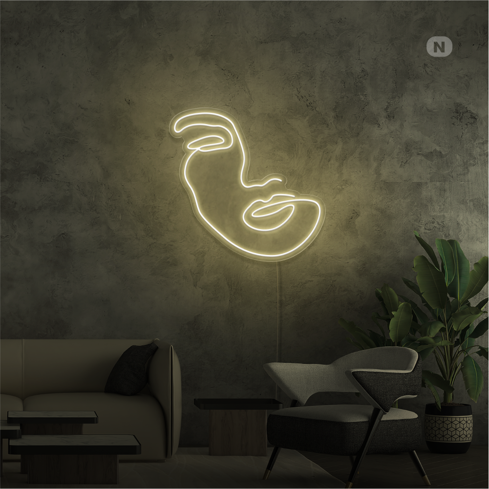 Neon Schild Frau Gesicht