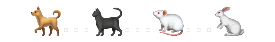 Individuelles Neon: 🐕…🐈⬛…🐁…🐇