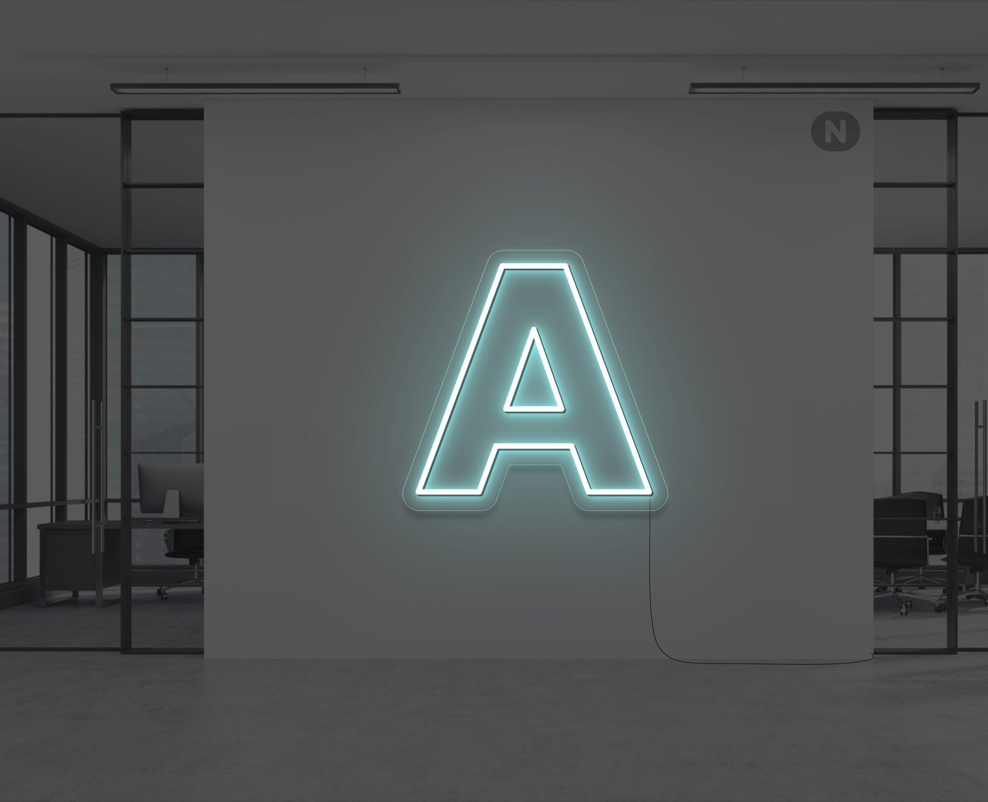 neon-buchstabe-a-eisblau