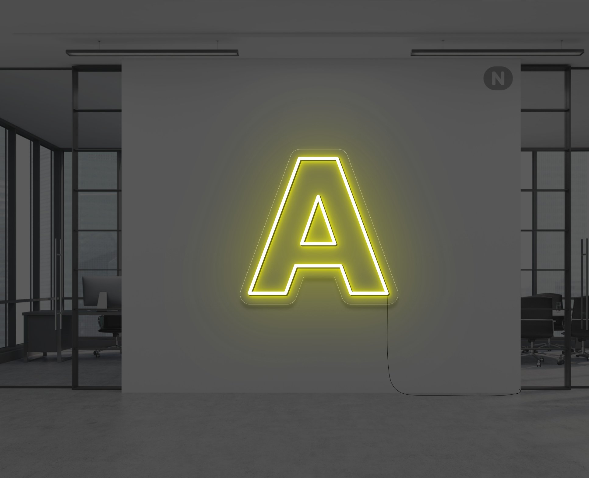 neon-buchstabe-a-gelb