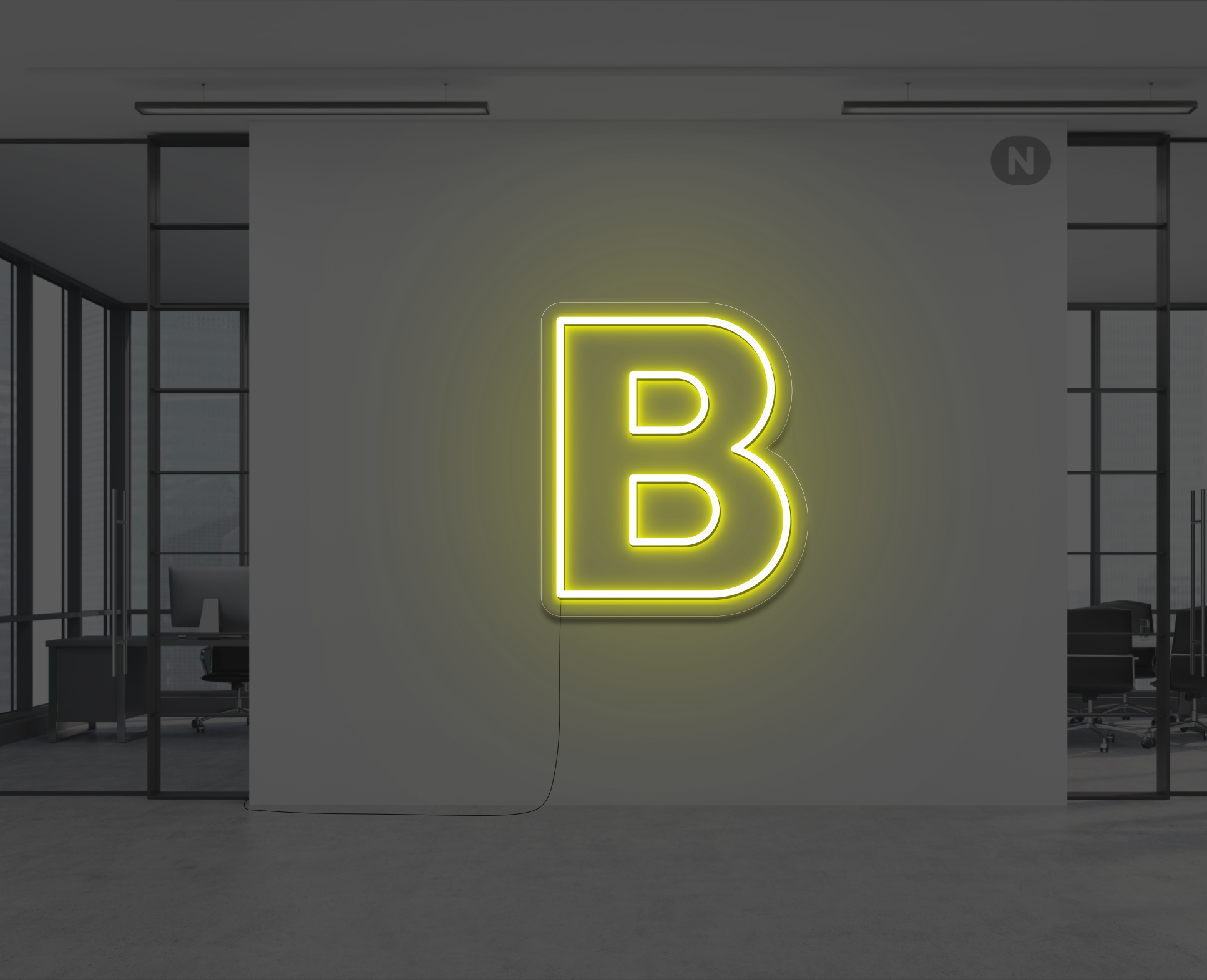 neon-buchstabe-b-gelb