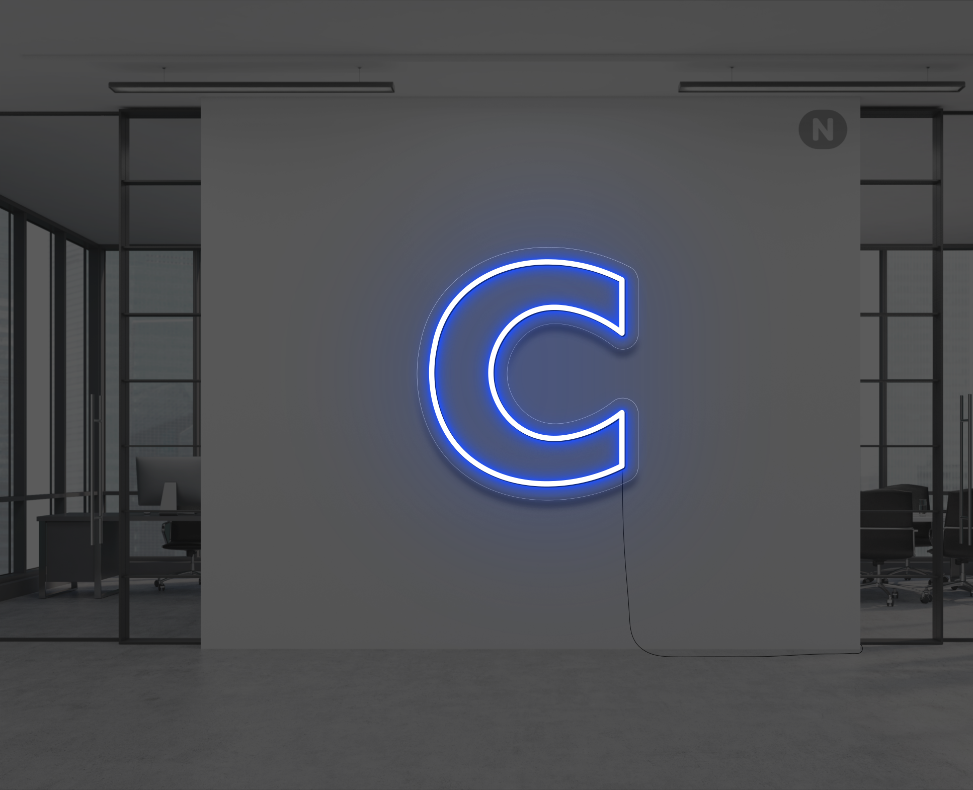neon-buchstabe-c-blau
