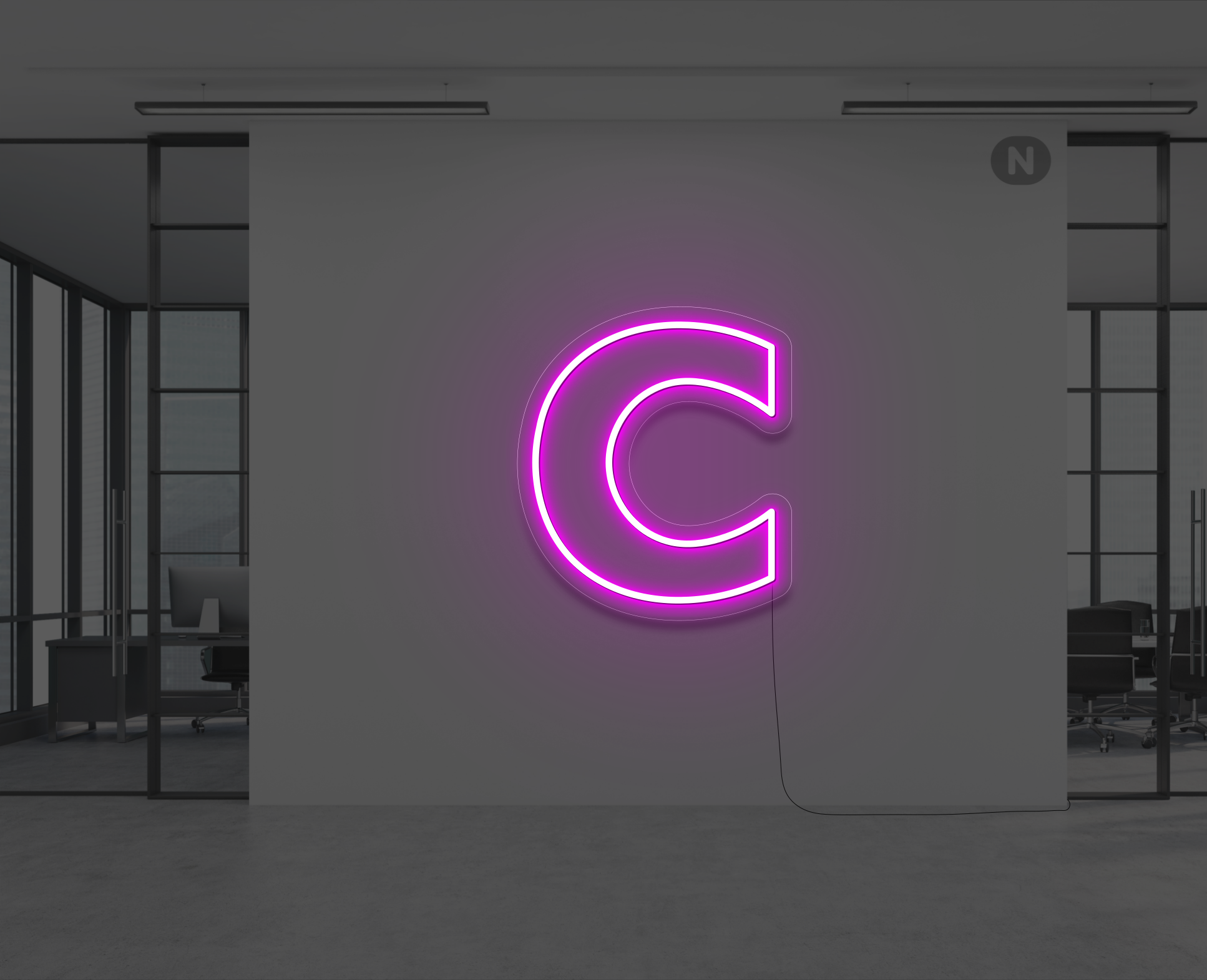 neon-buchstabe-c-rosa