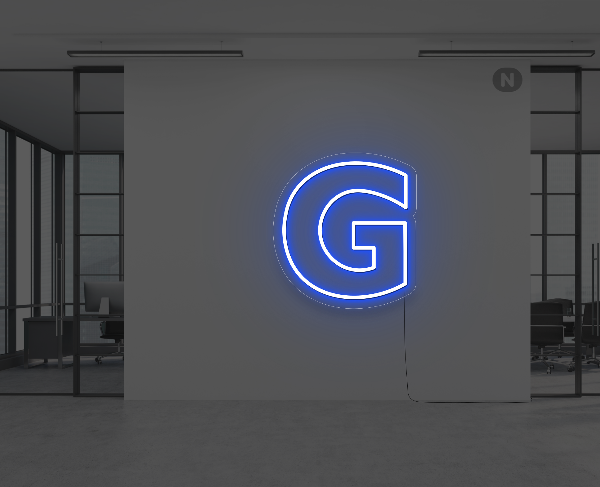 neon-buchstabe-g-blau