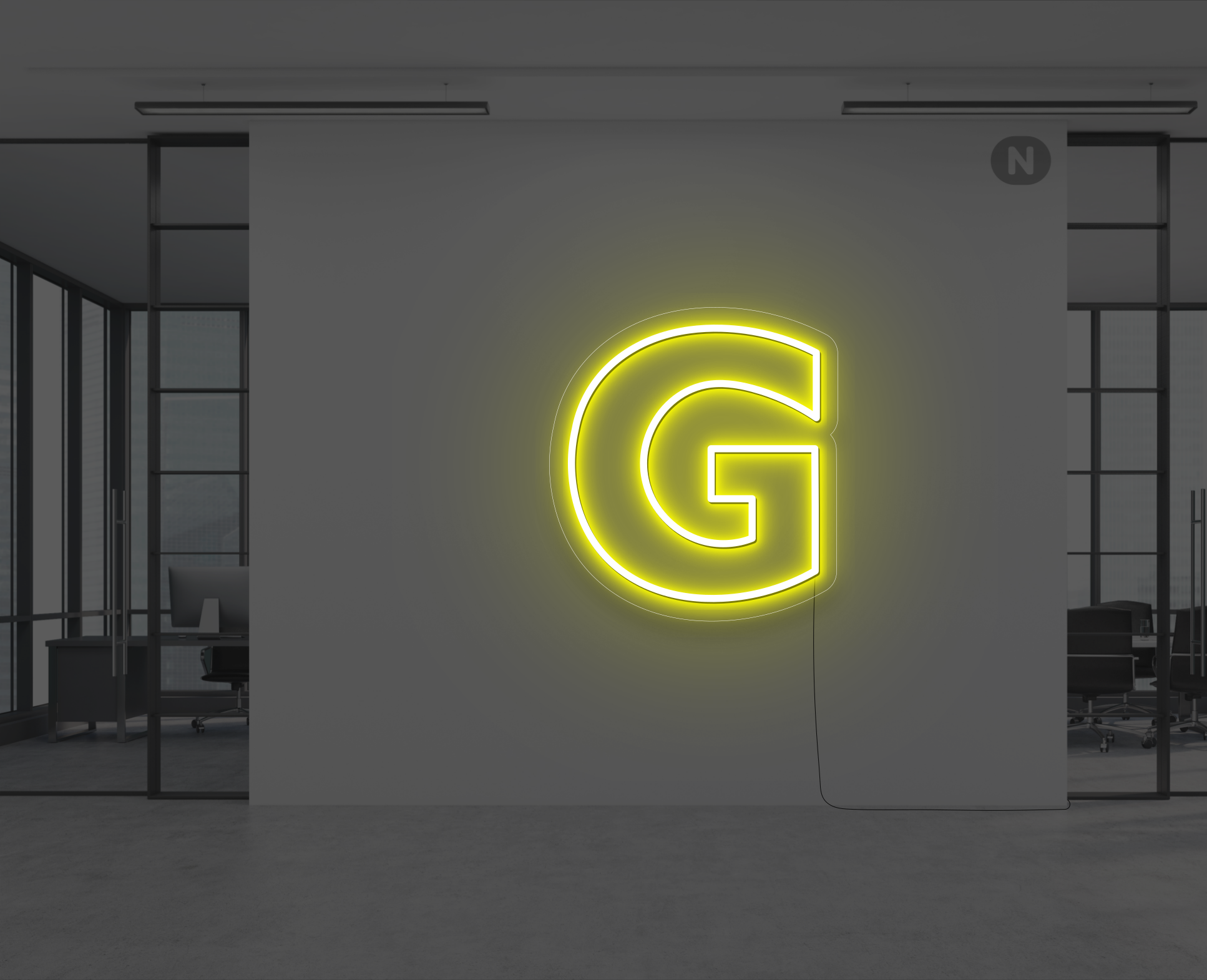 neon-buchstabe-g-gelb