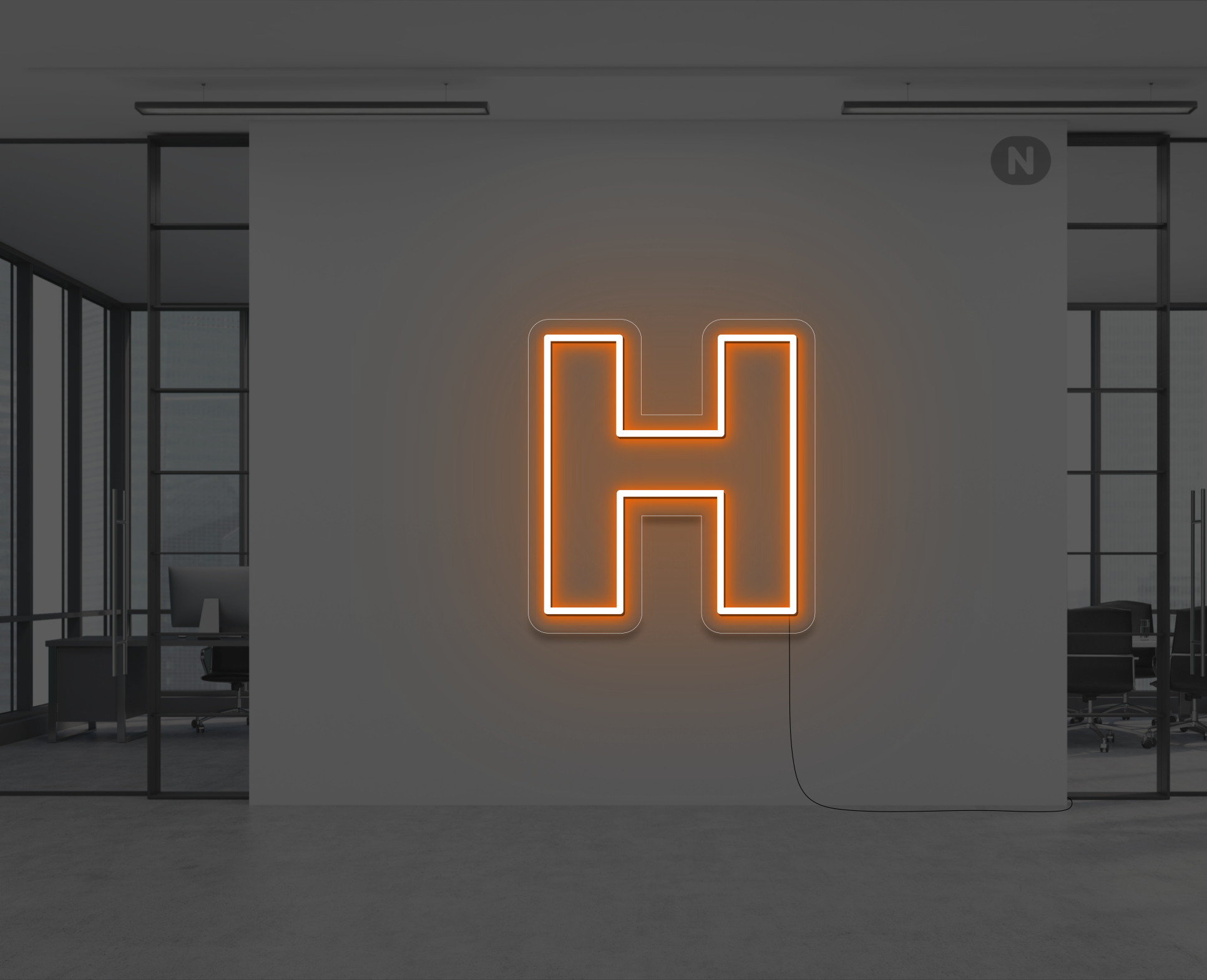neon-buchstabe-h-orange