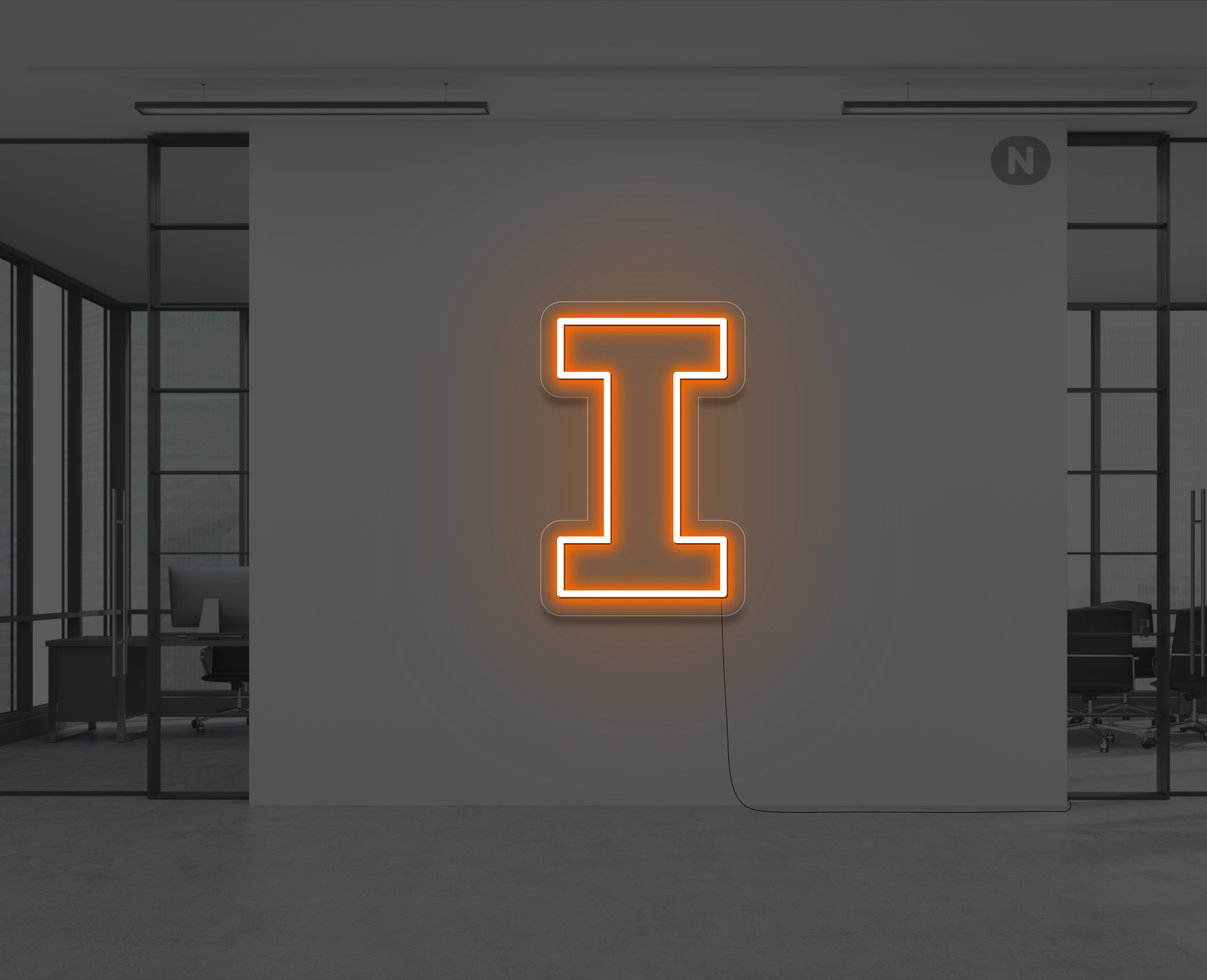 neon-buchstabe-i-orange