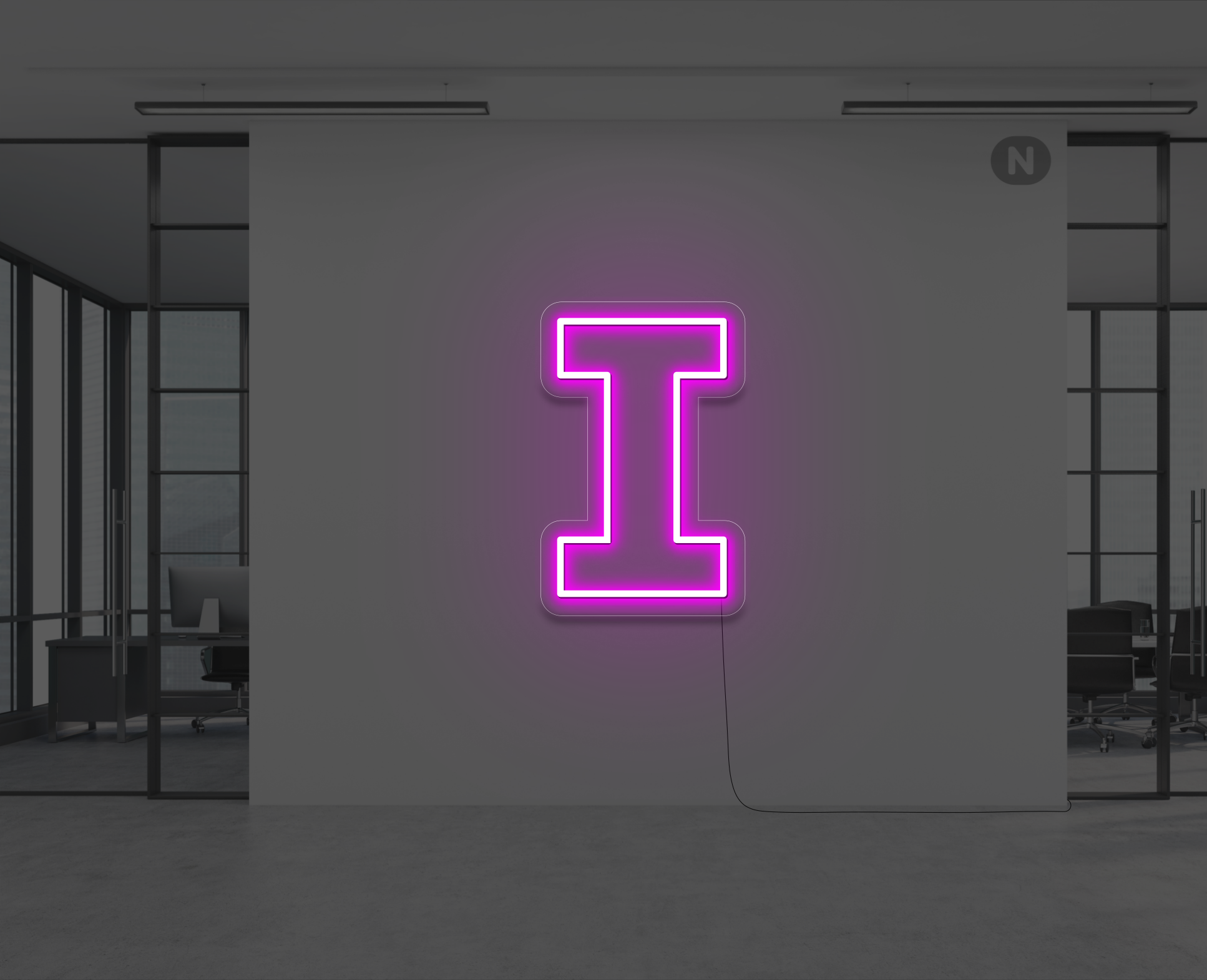 neon-buchstabe-i-rosa