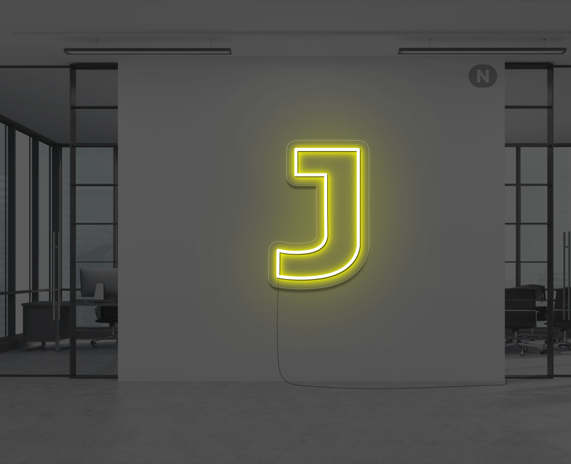neon-buchstabe-j-gelb