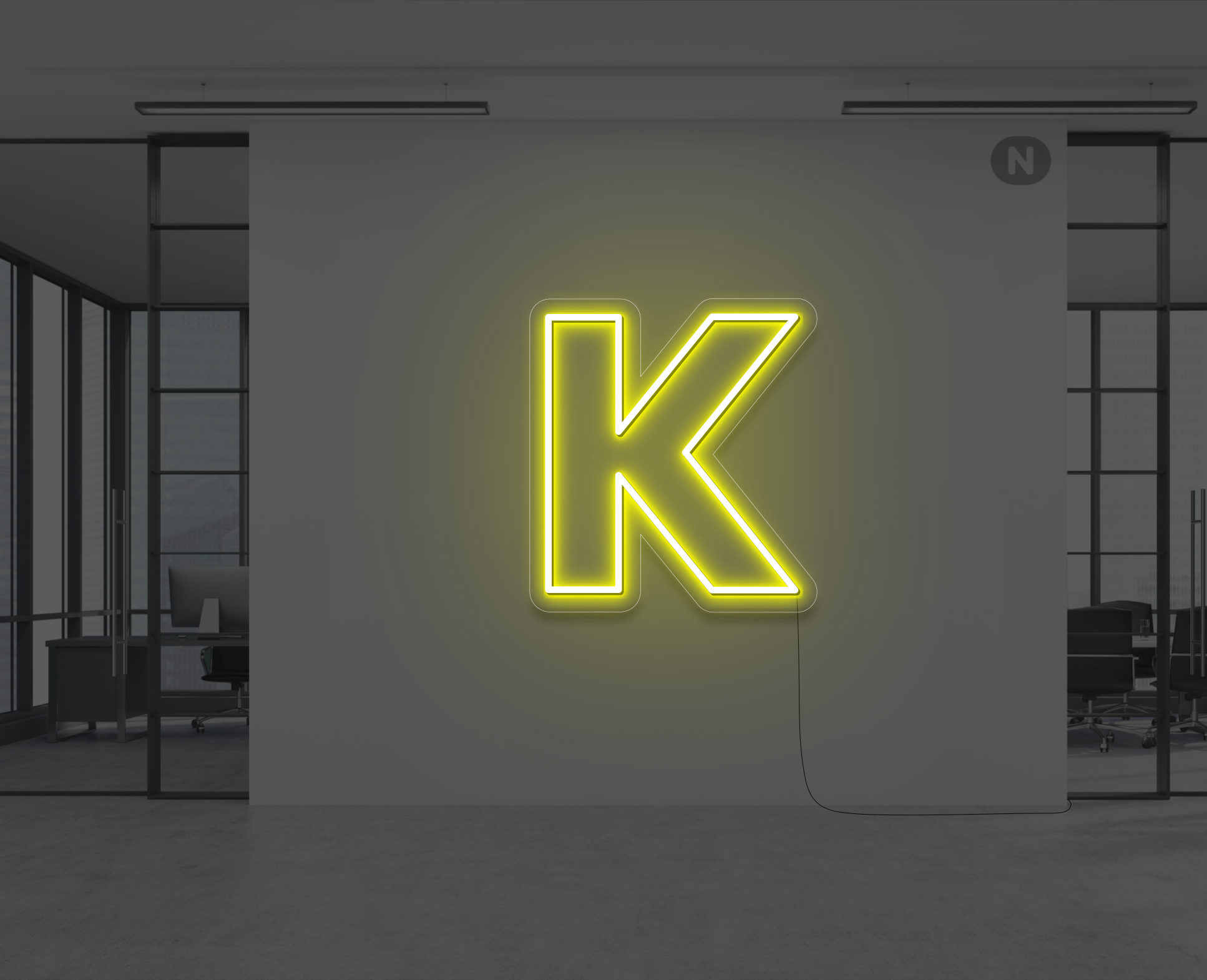 neon-buchstabe-k-gelb