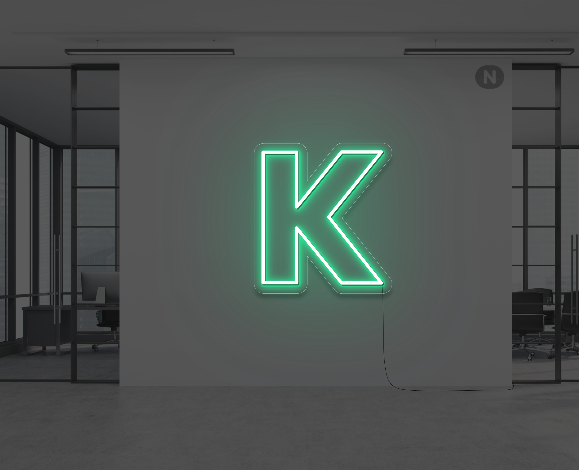 neon-buchstabe-k-grun