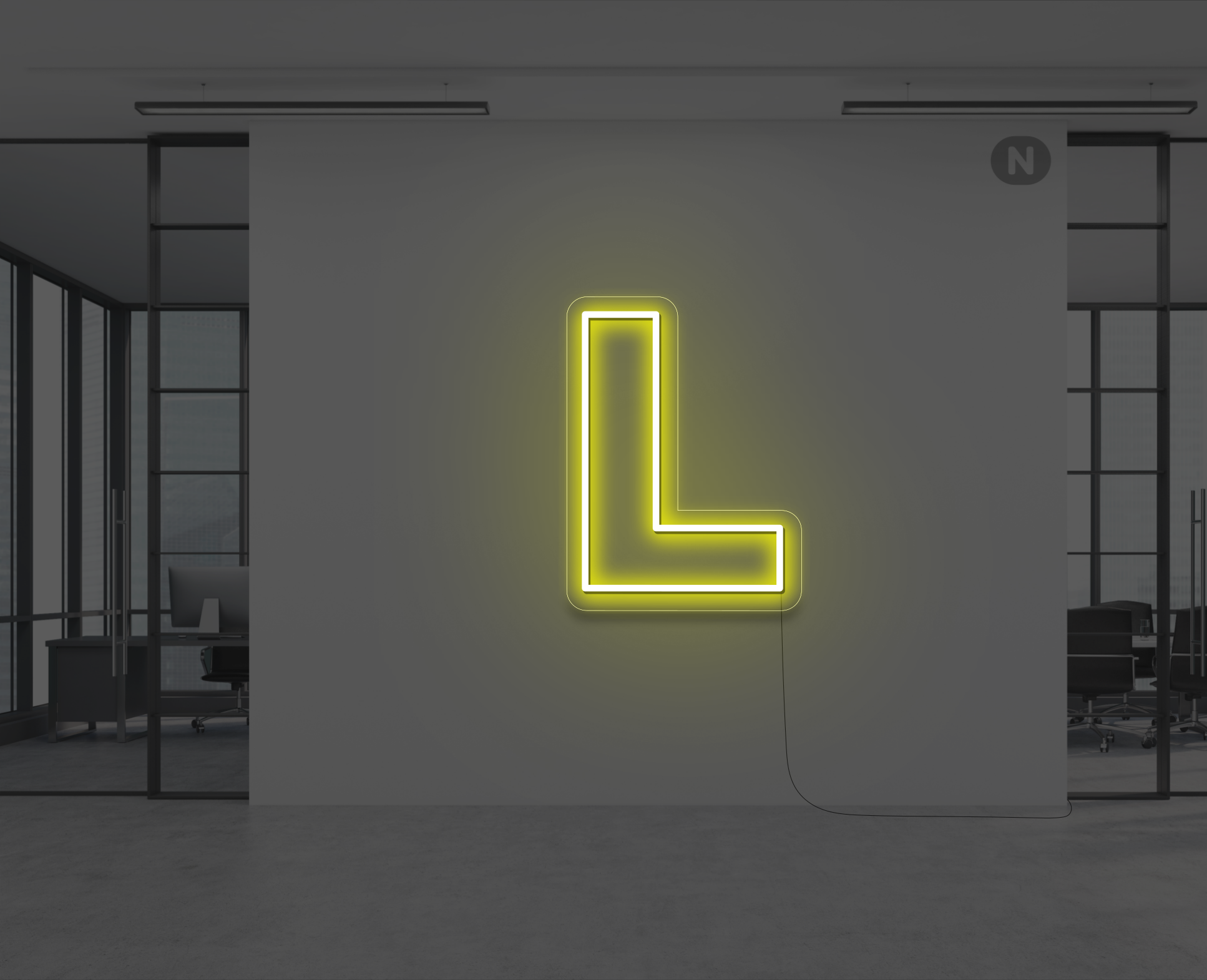 neon-buchstabe-l-gelb