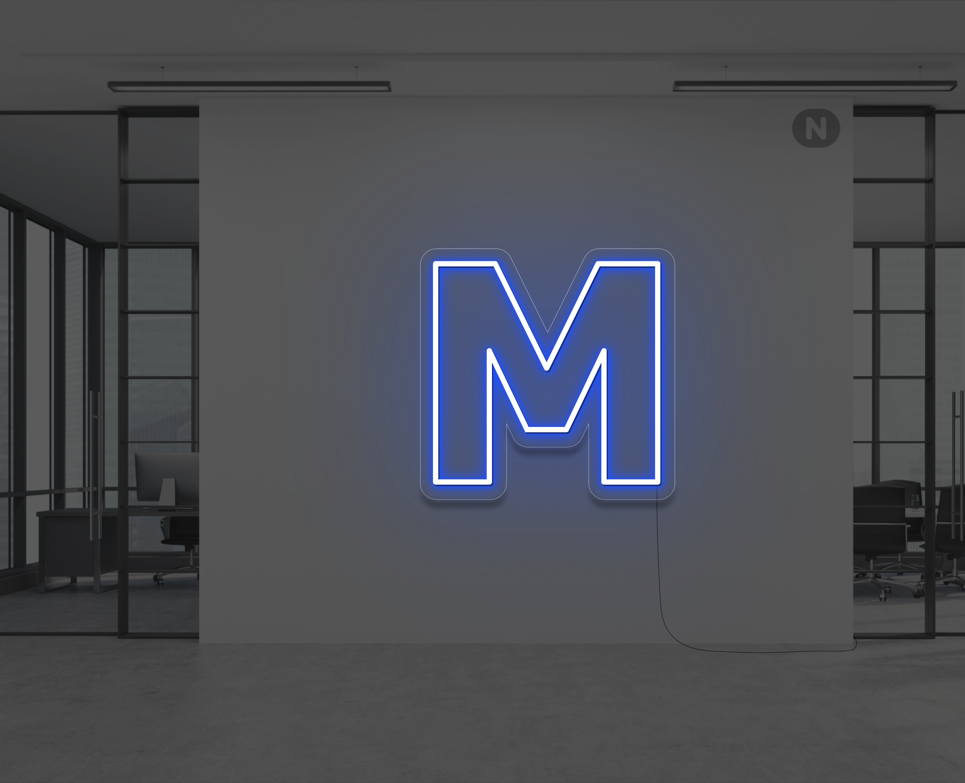 neon-buchstabe-m-blau