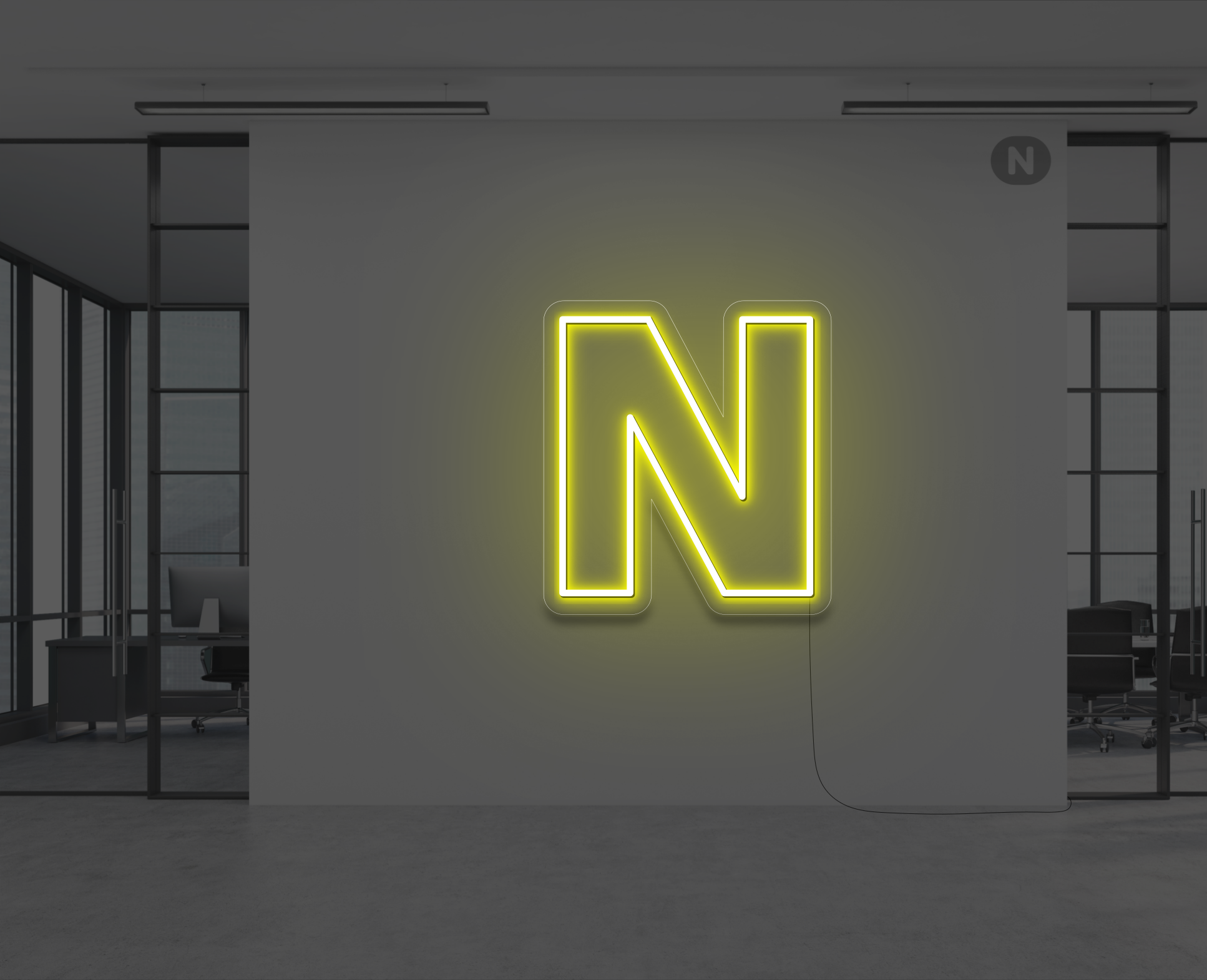 neon-buchstabe-n-gelb