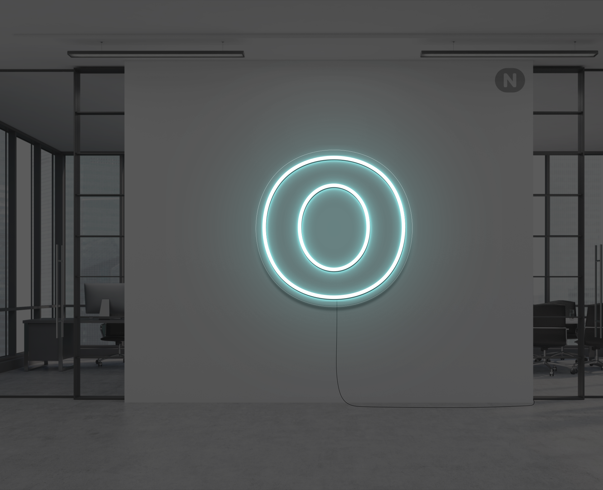 neon-buchstabe-o-eisblau