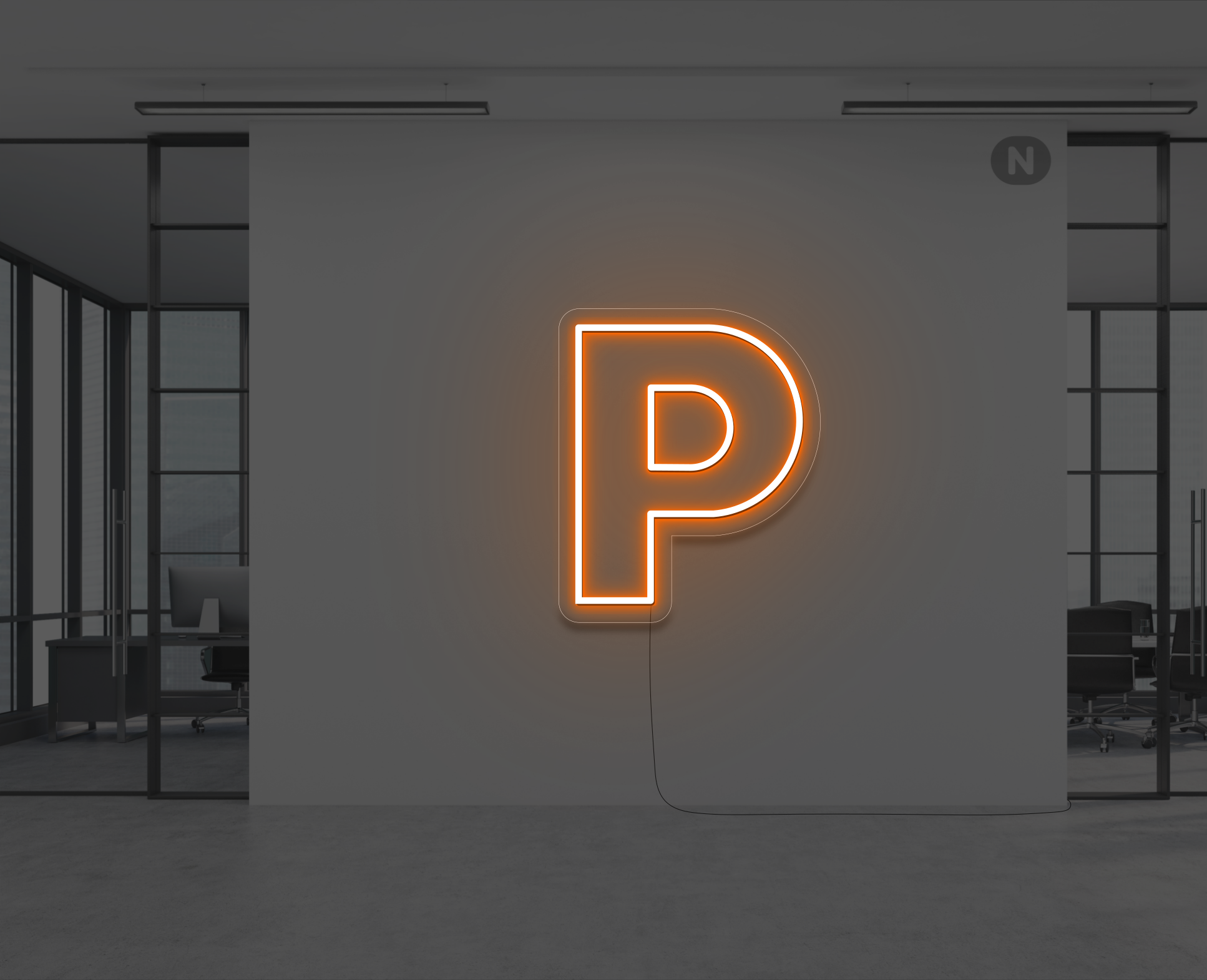 neon-buchstabe-p-orange