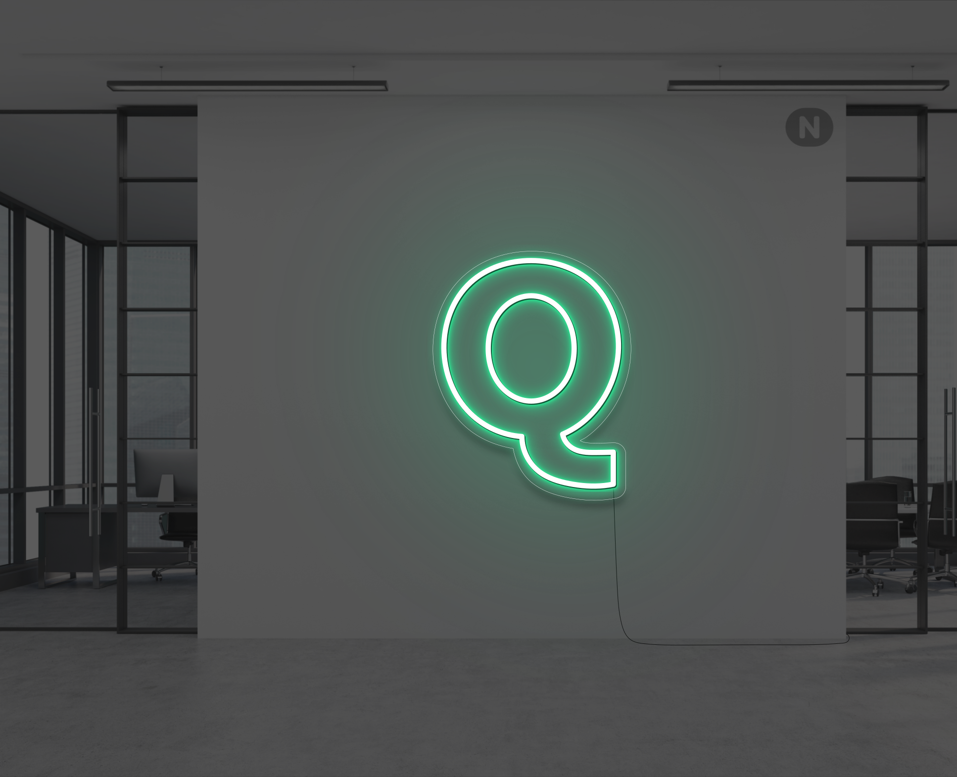 neon-buchstabe-q-grun